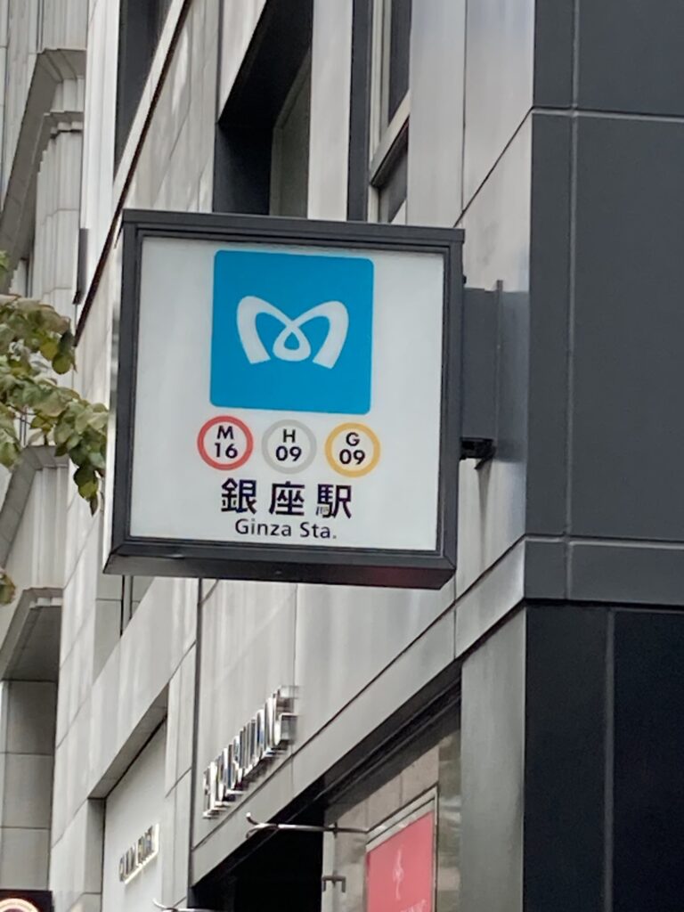 Tokyo Metro Ginza Station sign, the starting point of the walk